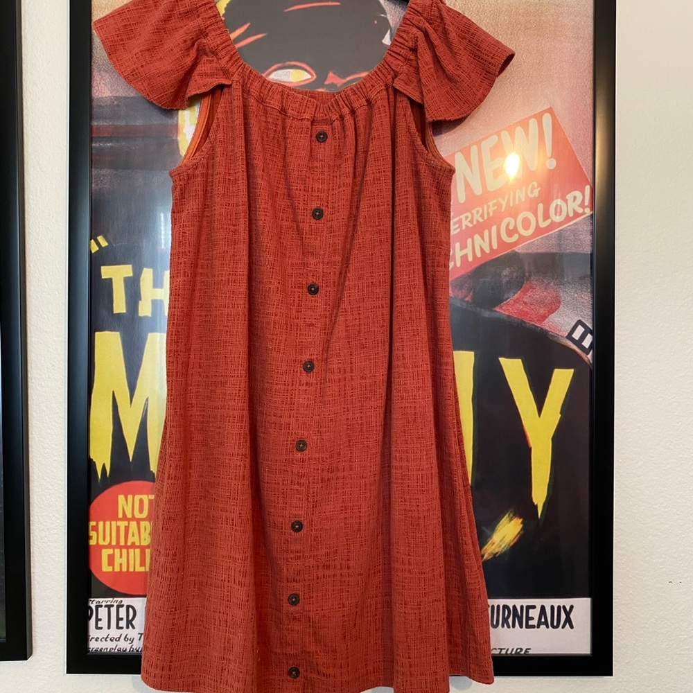 Madewell Pink Shift Dress with Ruffled Sleeves